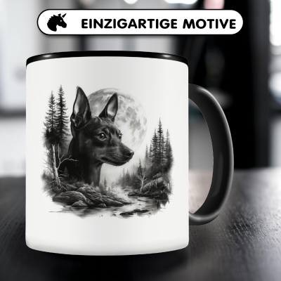 Tasse mit dem Motiv Zwergpinscher im Wald - Ansicht 3