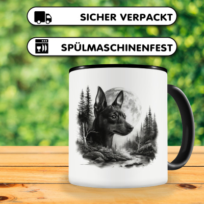 Tasse mit dem Motiv Zwergpinscher im Wald - Ansicht 4