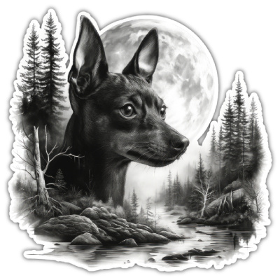 Wandtattoo  Zwergpinscher im Wald 