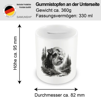 Spardose mit dem Motiv Zwergschnauzer im Wald - Ansicht 2