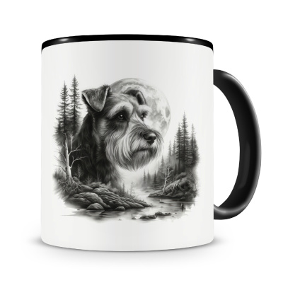 Tasse mit dem Motiv Zwergschnauzer im Wald
