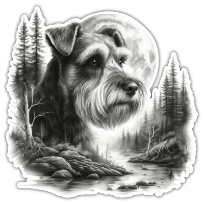 Wandtattoo  Zwergschnauzer im Wald 