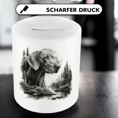 Spardose mit dem Motiv Weimaraner im Wald - Ansicht 5