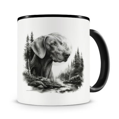 Tasse mit dem Motiv Weimaraner im Wald