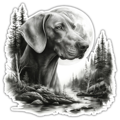 Wandtattoo  Weimaraner im Wald 