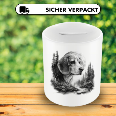 Spardose mit dem Motiv Beagle im Wald - Ansicht 4