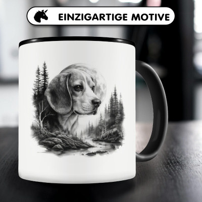 Tasse mit dem Motiv Beagle im Wald - Ansicht 3