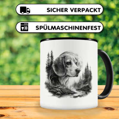 Tasse mit dem Motiv Beagle im Wald - Ansicht 4