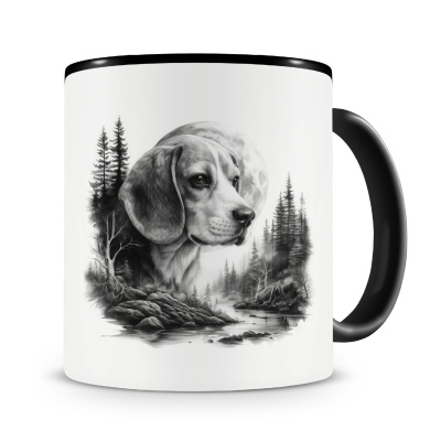 Tasse mit dem Motiv Beagle im Wald