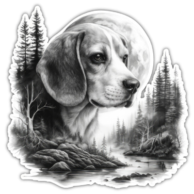 Wandtattoo  Beagle im Wald 