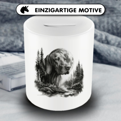 Spardose mit dem Motiv Magyar Vizsla im Wald - Ansicht 3
