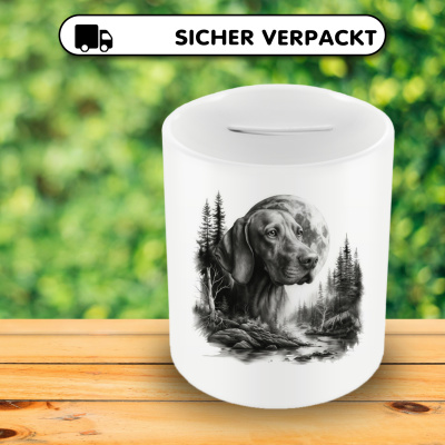 Spardose mit dem Motiv Magyar Vizsla im Wald - Ansicht 4