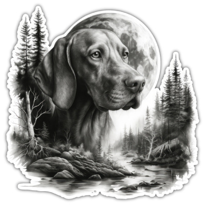 Wandtattoo  Magyar Vizsla im Wald 