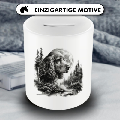 Spardose mit dem Motiv Cocker Spaniel im Wald - Ansicht 3
