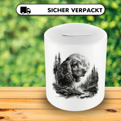 Spardose mit dem Motiv Cocker Spaniel im Wald - Ansicht 4
