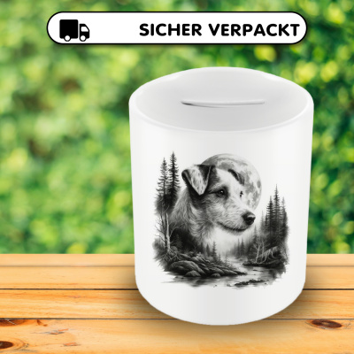 Spardose mit dem Motiv Parson Russell Terrier im Wald - Ansicht 4