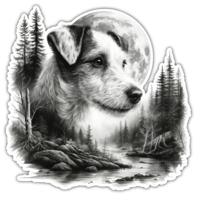 Wandtattoo  Parson Russell Terrier im Wald 