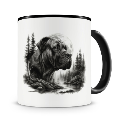 Tasse mit dem Motiv Dogo Canario im Wald