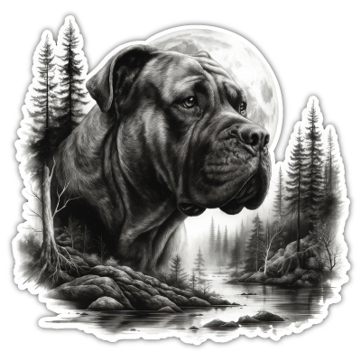 Dogo Canario im Wald Aufkleber Bunt