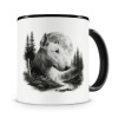 Tasse mit dem Motiv Bullterrier im Wald