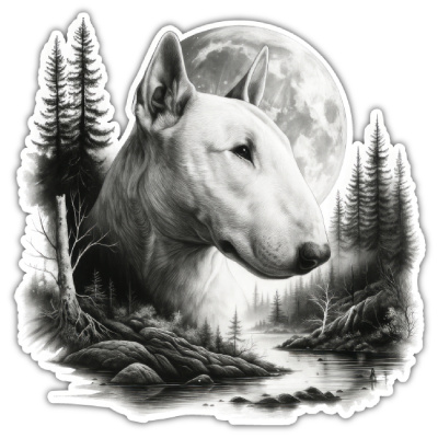 Wandtattoo  Bullterrier im Wald 