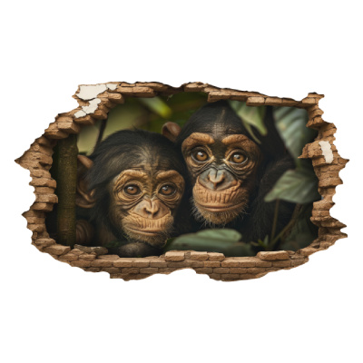 Buntes Wandtattoo  Wandriss mit Affen im Jungle 