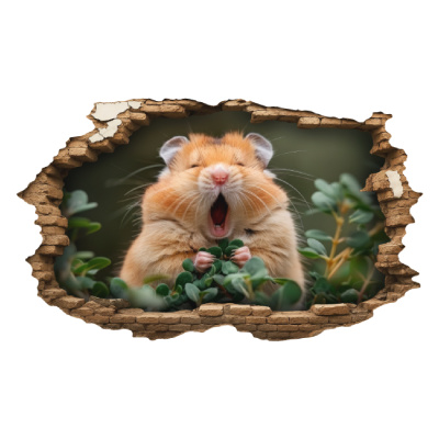 Buntes Wandtattoo  Wandriss mit Mder Hamster 