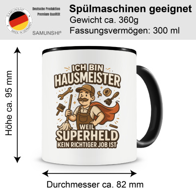 Tasse mit dem Motiv Ich bin Hausmeister Superheld - Ansicht 2