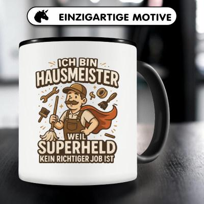 Tasse mit dem Motiv Ich bin Hausmeister Superheld - Ansicht 3