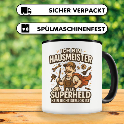 Tasse mit dem Motiv Ich bin Hausmeister Superheld - Ansicht 4