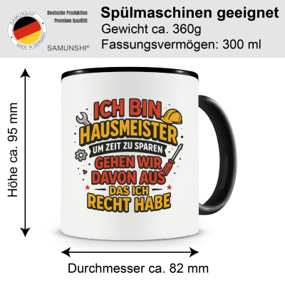Tasse mit dem Motiv Hausmeister haben Recht - Ansicht 2