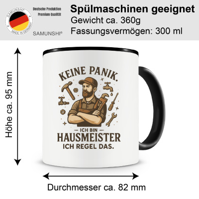 Tasse mit dem Motiv Keine Panik bin Hausmeister - Ansicht 2