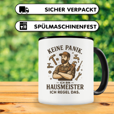 Tasse mit dem Motiv Keine Panik bin Hausmeister - Ansicht 4