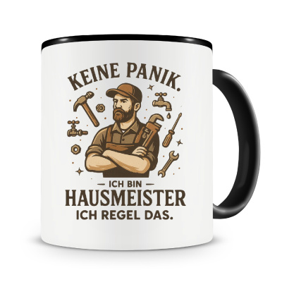 Tasse mit dem Motiv Keine Panik bin Hausmeister