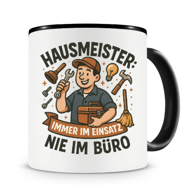 Tasse mit dem Motiv Hausmeister im Einsatz