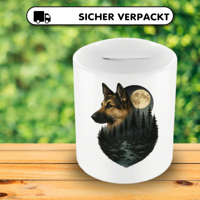 Spardose mit dem Motiv Schferhund im Mondlicht - Ansicht 4