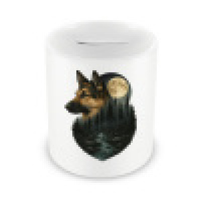 Spardose mit dem Motiv Schferhund im Mondlicht
