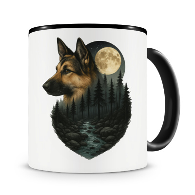Tasse mit dem Motiv Schferhund im Mondlicht