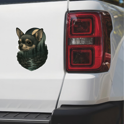 Chihuahua im Wald Aufkleber Bunt - Ansicht 2