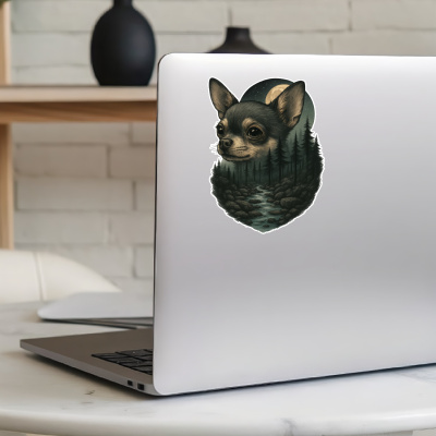 Chihuahua im Wald Aufkleber Bunt - Ansicht 5