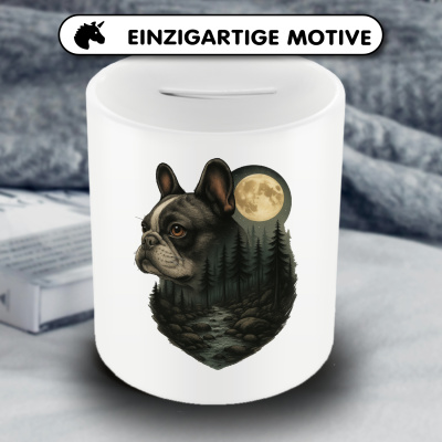 Spardose mit dem Motiv Franzsische Bulldogge im Mondlicht - Ansicht 3