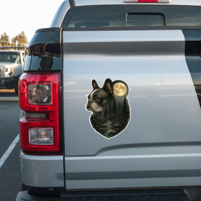 Franzsische Bulldogge im Wald Aufkleber Bunt - Ansicht 2