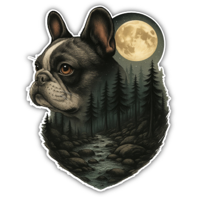 Wandtattoo  Franzsische Bulldogge im Mondlicht 
