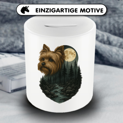 Spardose mit dem Motiv Yorkshire Terrier im Mondlicht - Ansicht 3