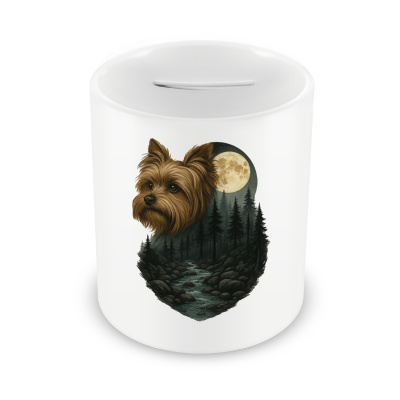 Spardose mit dem Motiv Yorkshire Terrier im Mondlicht