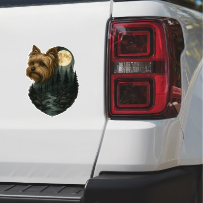 Yorkshire Terrier im Wald Aufkleber Bunt - Ansicht 2