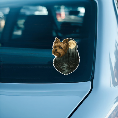 Yorkshire Terrier im Wald Aufkleber Bunt - Ansicht 3