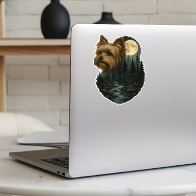 Yorkshire Terrier im Wald Aufkleber Bunt - Ansicht 5