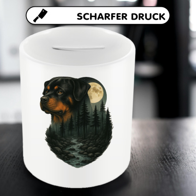 Spardose mit dem Motiv Rottweiler im Mondlicht - Ansicht 5