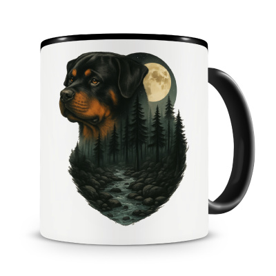 Tasse mit dem Motiv Rottweiler im Mondlicht